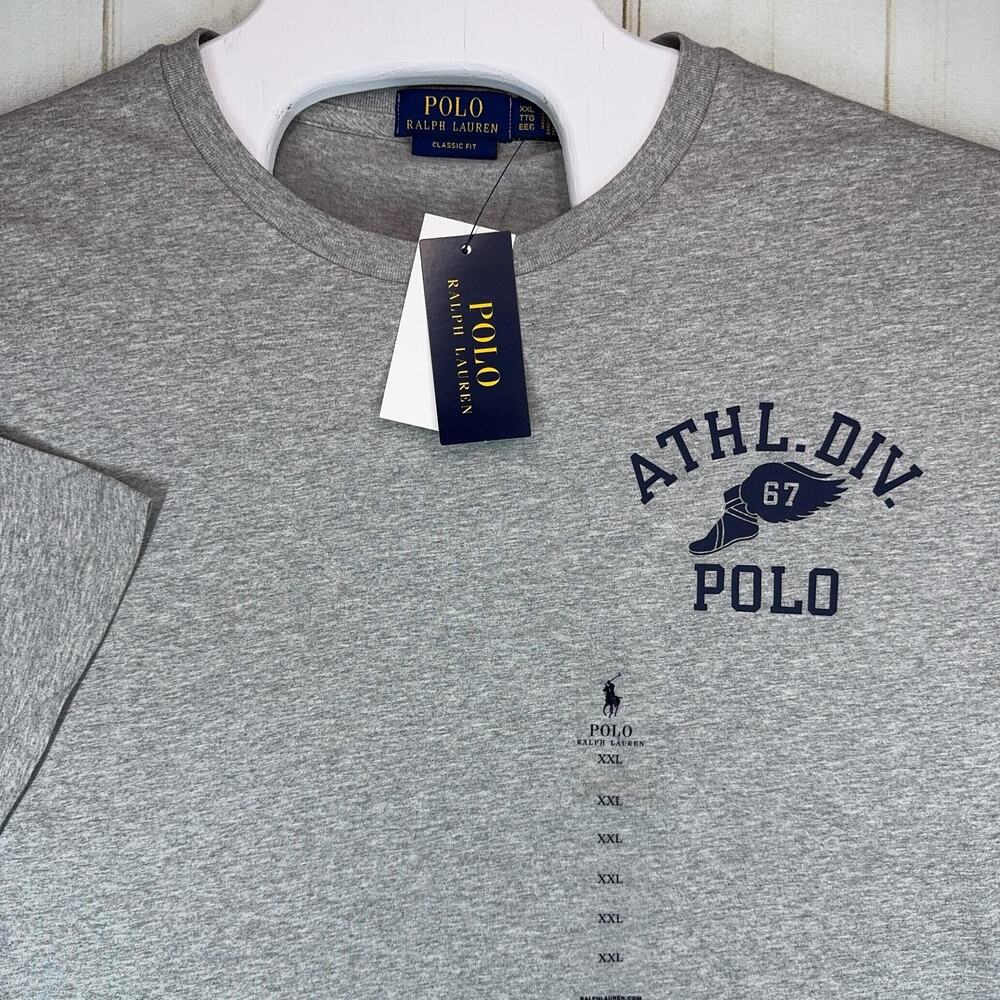 PRL 67 P-Wing T-Shirt Mens 2XL Gray Classic Graphic Tee Polo Ralph Lauren